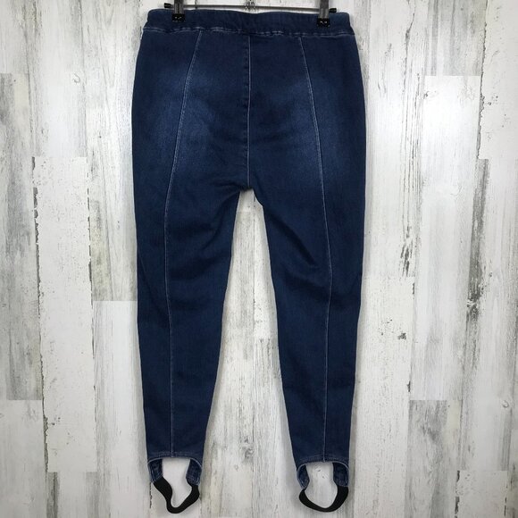 Soft Surroundings stirrup pant Denim Lean Line pull on dark wash stretch PS - Picture 5 of 6